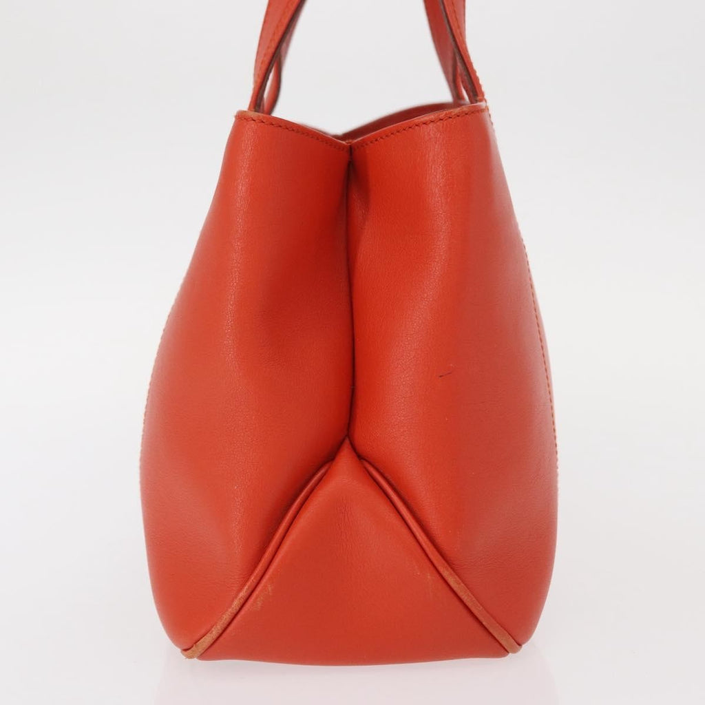 Salvatore Ferragamo Gancini Handbag Leather Orange Leather Handbag (Authentic  )