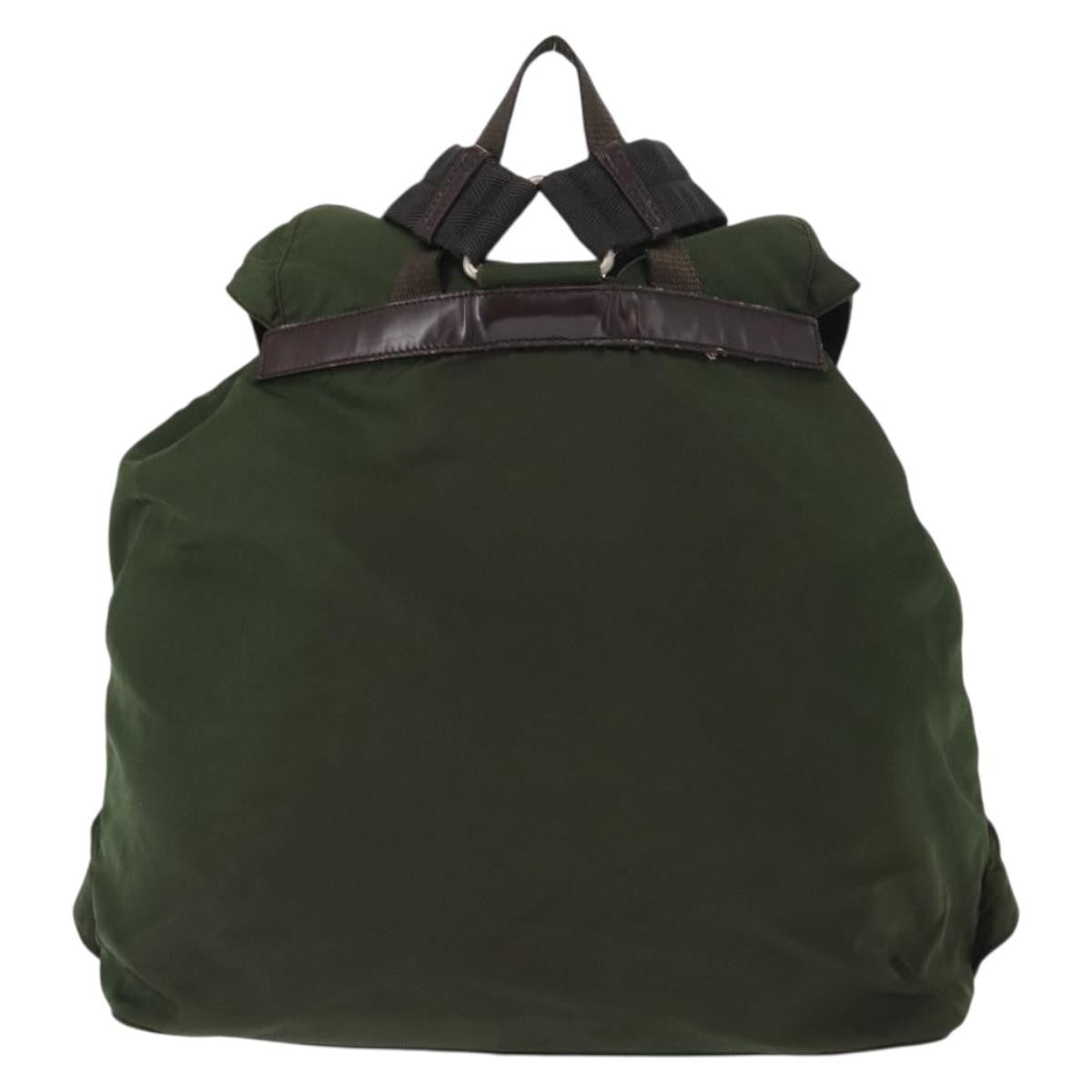 Prada Double Front Pocket Backpack Tessuto Khaki Nylon Backpack Bag (Authentic  )