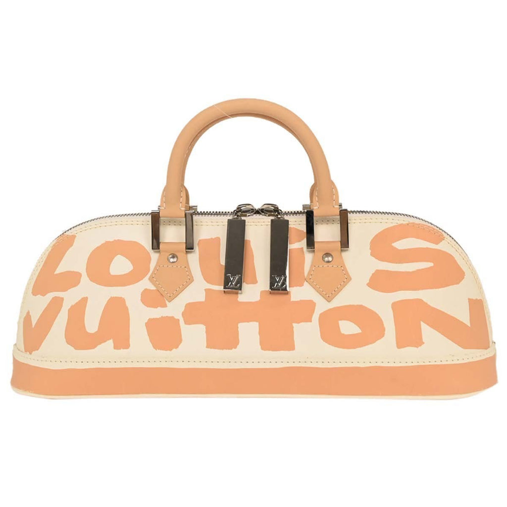 Louis Vuitton Alma Handbag Limited Edition Graffiti Leather Beige Leather Handbag (Authentic  )