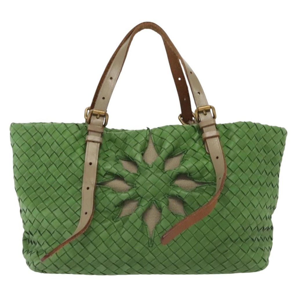 Bottega Veneta Intrecciato Leather Green Leather Handbag (Authentic  )