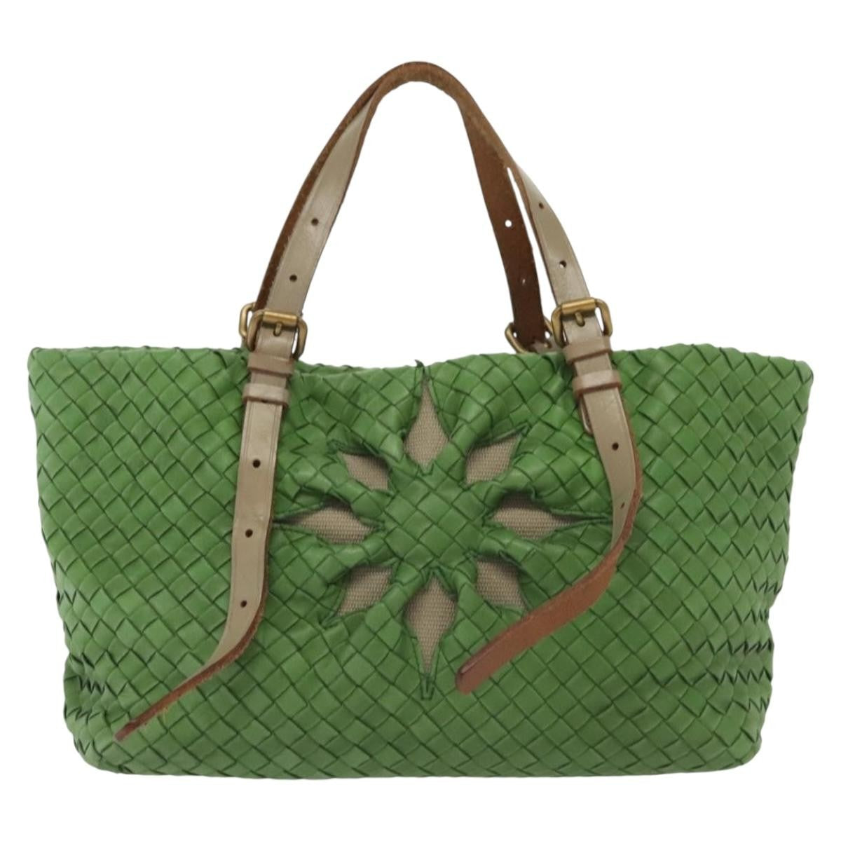 Bottega Veneta Intrecciato Leather Green Leather Handbag (Authentic  )