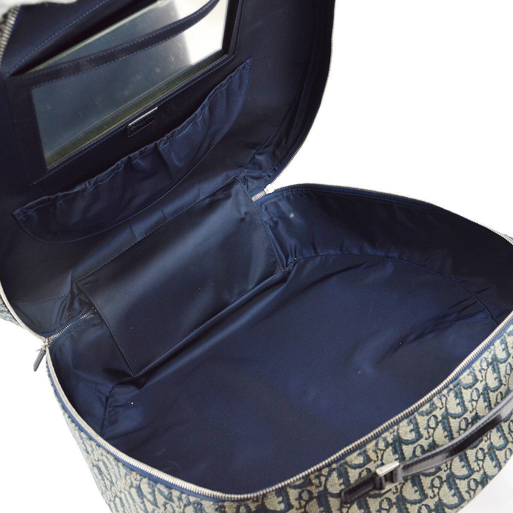 Christian Dior Vintage Trotter Handbag Canvas Navy Canvas Handbag (Authentic  )
