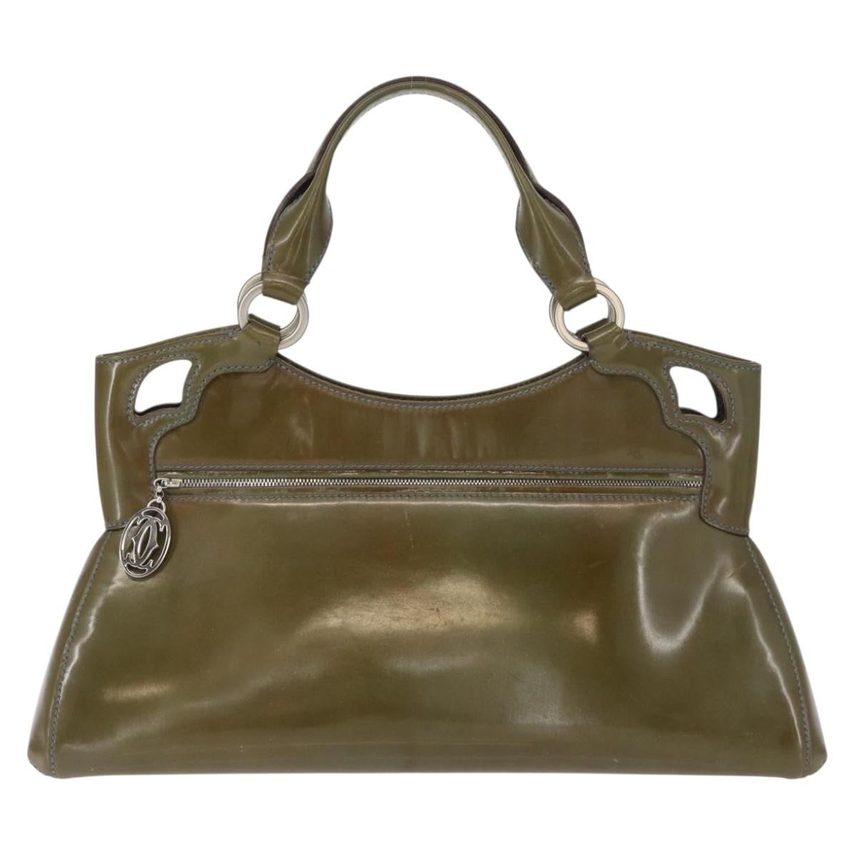 Cartier Marcello Handbag Patent Leather Khaki Patent_Leather Handbag (Authentic  )