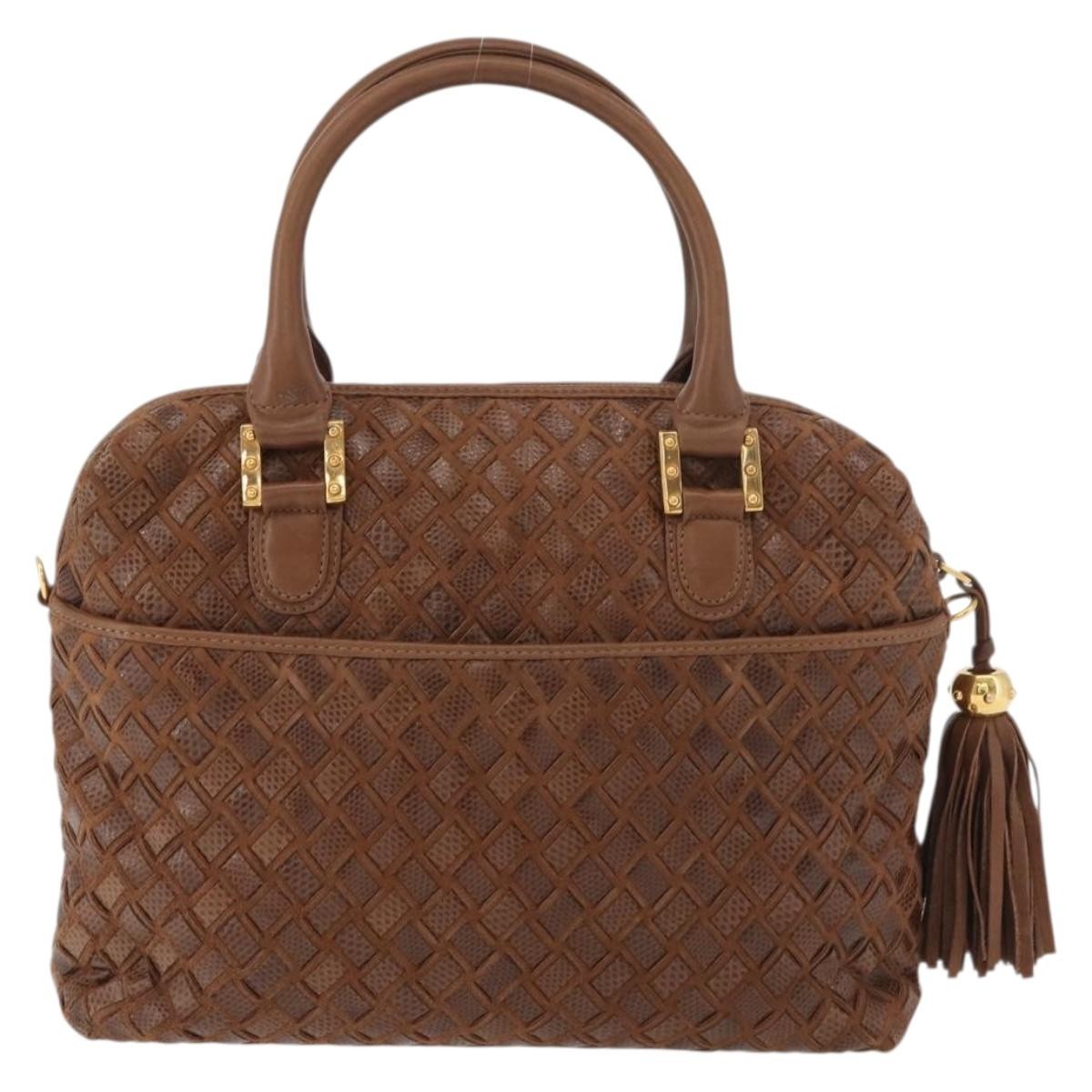 Bally Vintage Handbag Leather Brown Leather Handbag ( )
