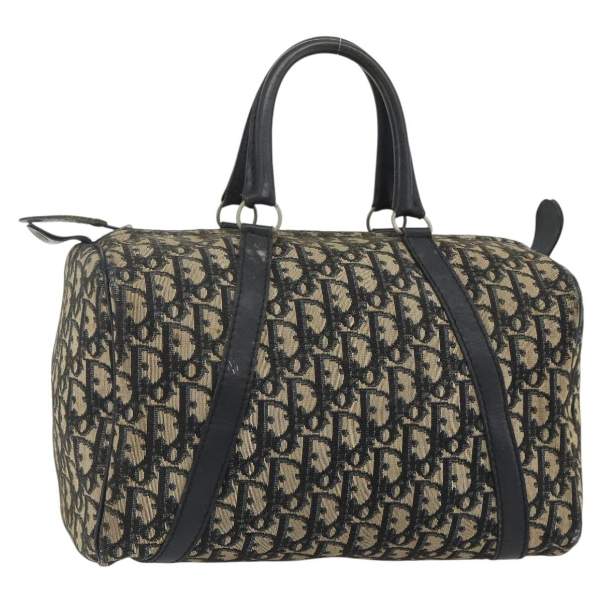 Christian Dior Vintage Trotter Boston Bag Diorissimo Canvas Navy Canvas Handbag ( )