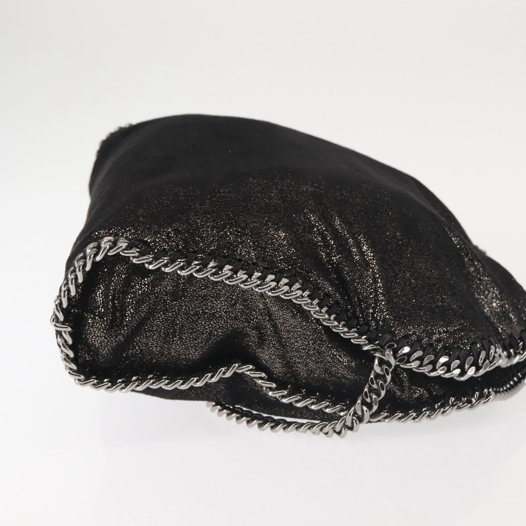 Stella Mccartney Falabella Fold Over Bag Faux Suede Black Synthetic Bag (Authentic  )