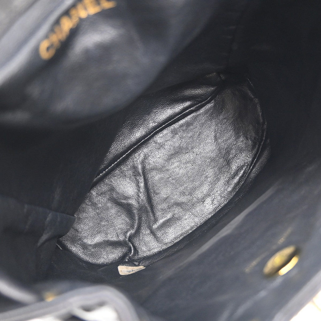 Chanel Duma Drawstring Backpack Quilted Leather Black Leather Backpack Bag (Authentic  )