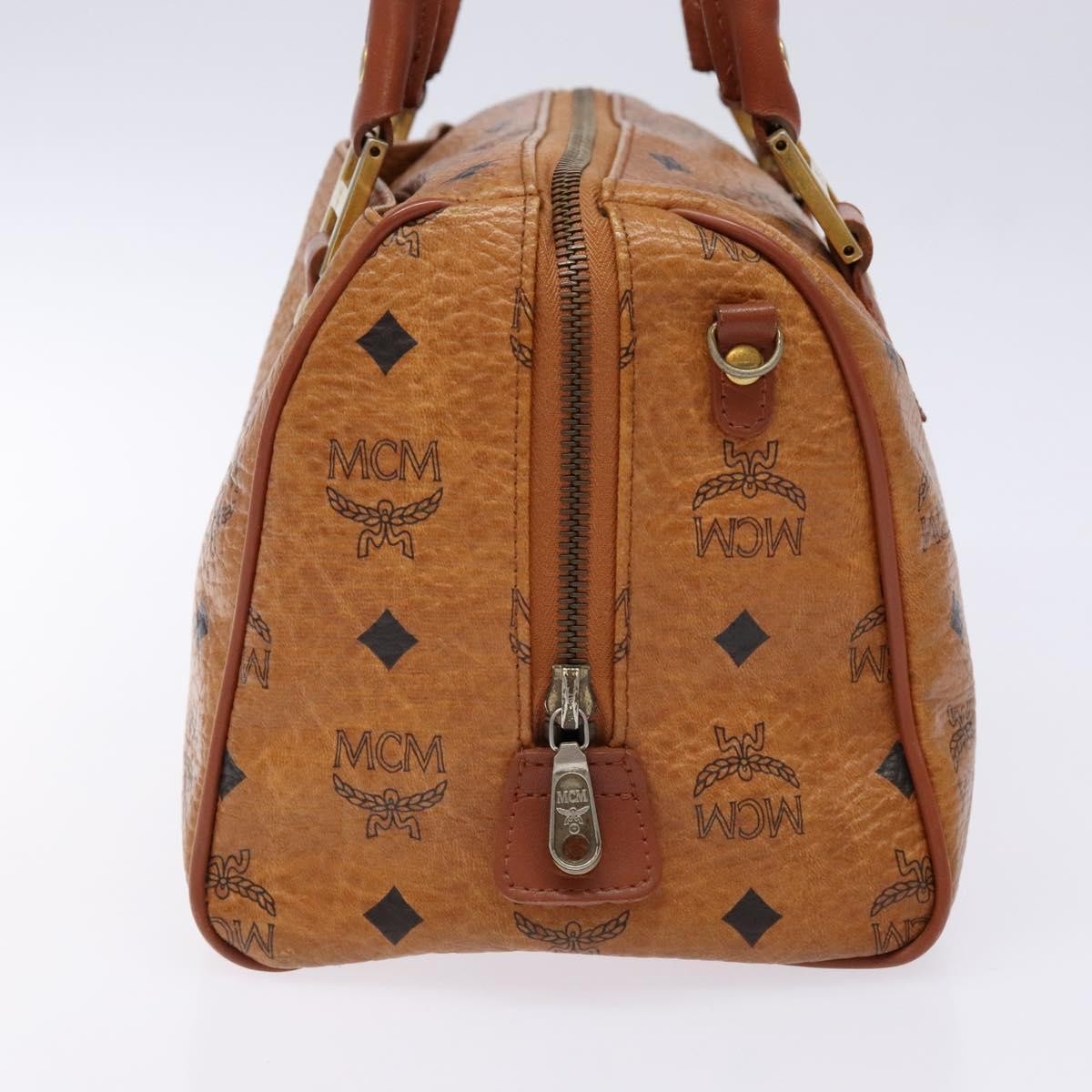 MCM Visetos Logogramme Handbag Canvas And Leather Brown Pvc Handbag (Authentic  )