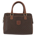 Celine Vintage Macadam Handbag Canvas And Leather Brown Canvas Handbag (Authentic  )