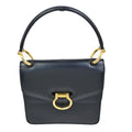 Celine Gancini Handbag Leather Navy Leather Handbag (Authentic  )