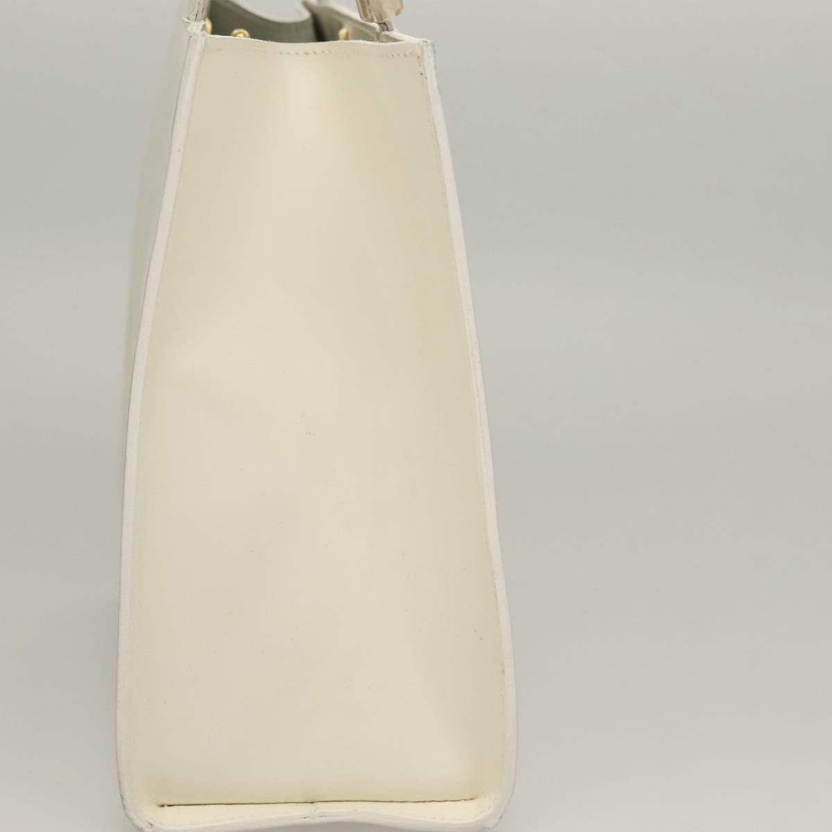 Salvatore Ferragamo Vintage Handbag Patent Leather White Patent_Leather Handbag (Authentic  )