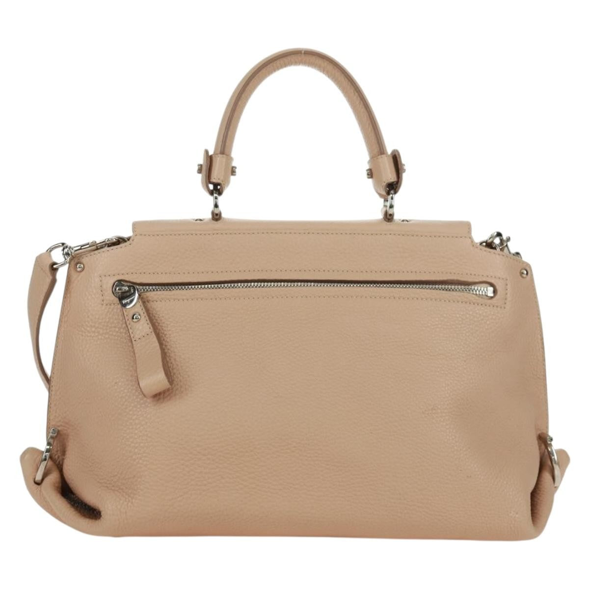 Salvatore Ferragamo Sofia Satchel Grainy Leather Beige Leather Handbag (Authentic  )