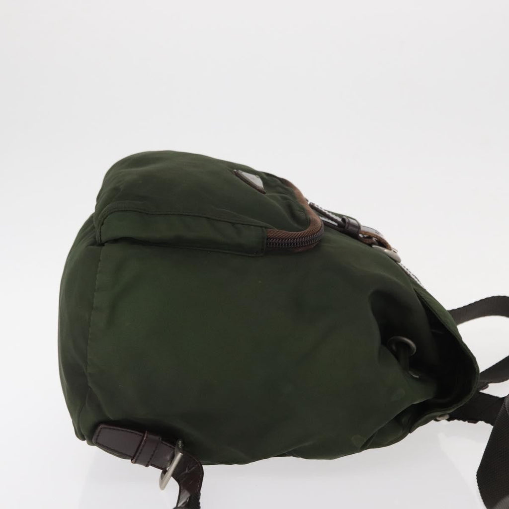 Prada Front Pocket Backpack Tessuto Khaki Nylon Backpack Bag (Authentic  )