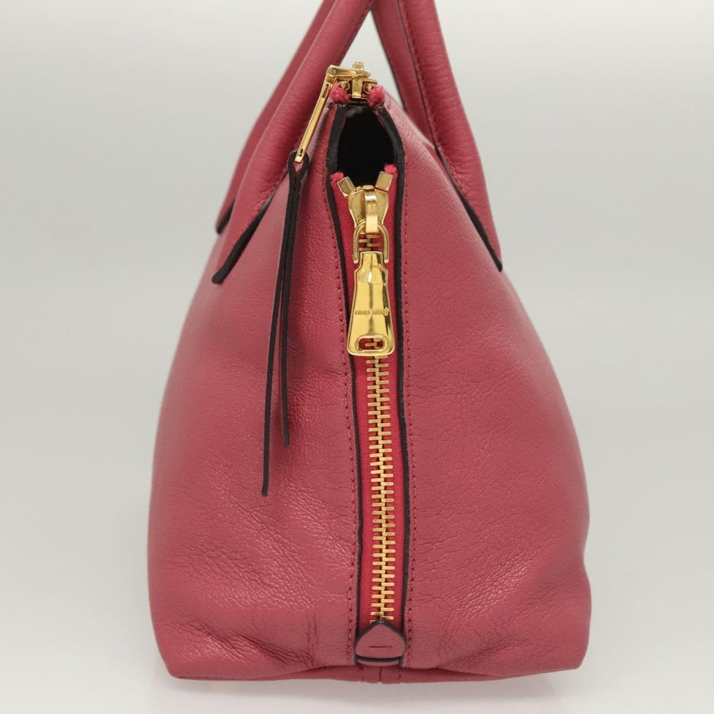 Miu Miu Convertible Madras Side Zip Satchel Grainy Leather Pink Leather Bag (Authentic  )