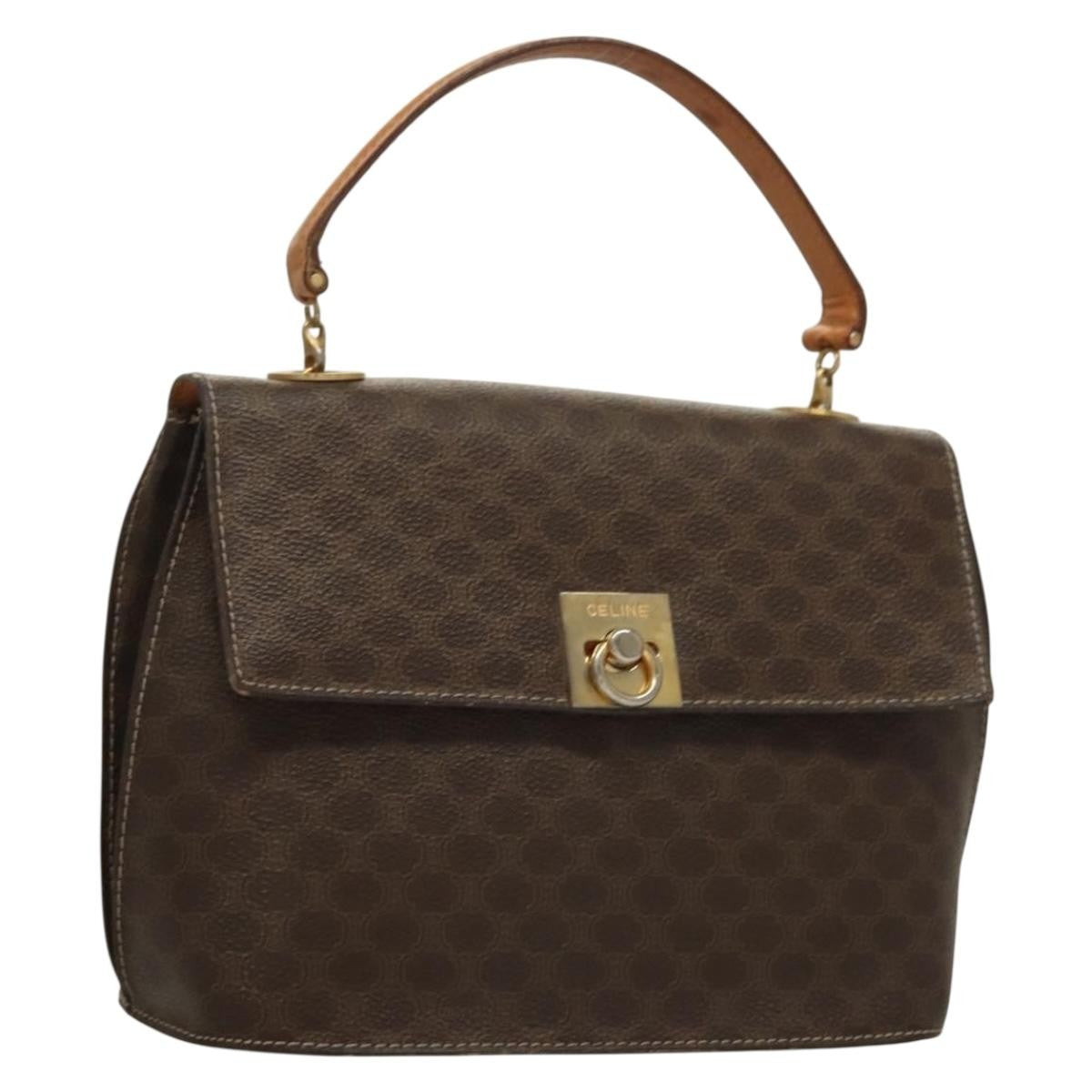 Celine Macadam Handbag Macadam With Leather Brown Canvas Handbag (Authentic  )