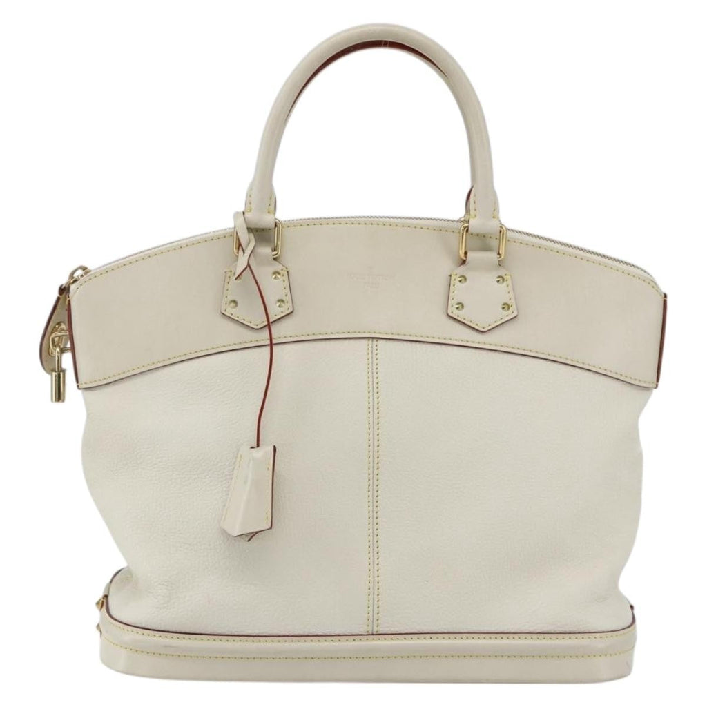Louis Vuitton Suhali Lockit Handbag Leather White Leather Handbag (Authentic  )