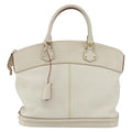 Louis Vuitton Suhali Lockit Handbag Leather White Leather Handbag (Authentic  )