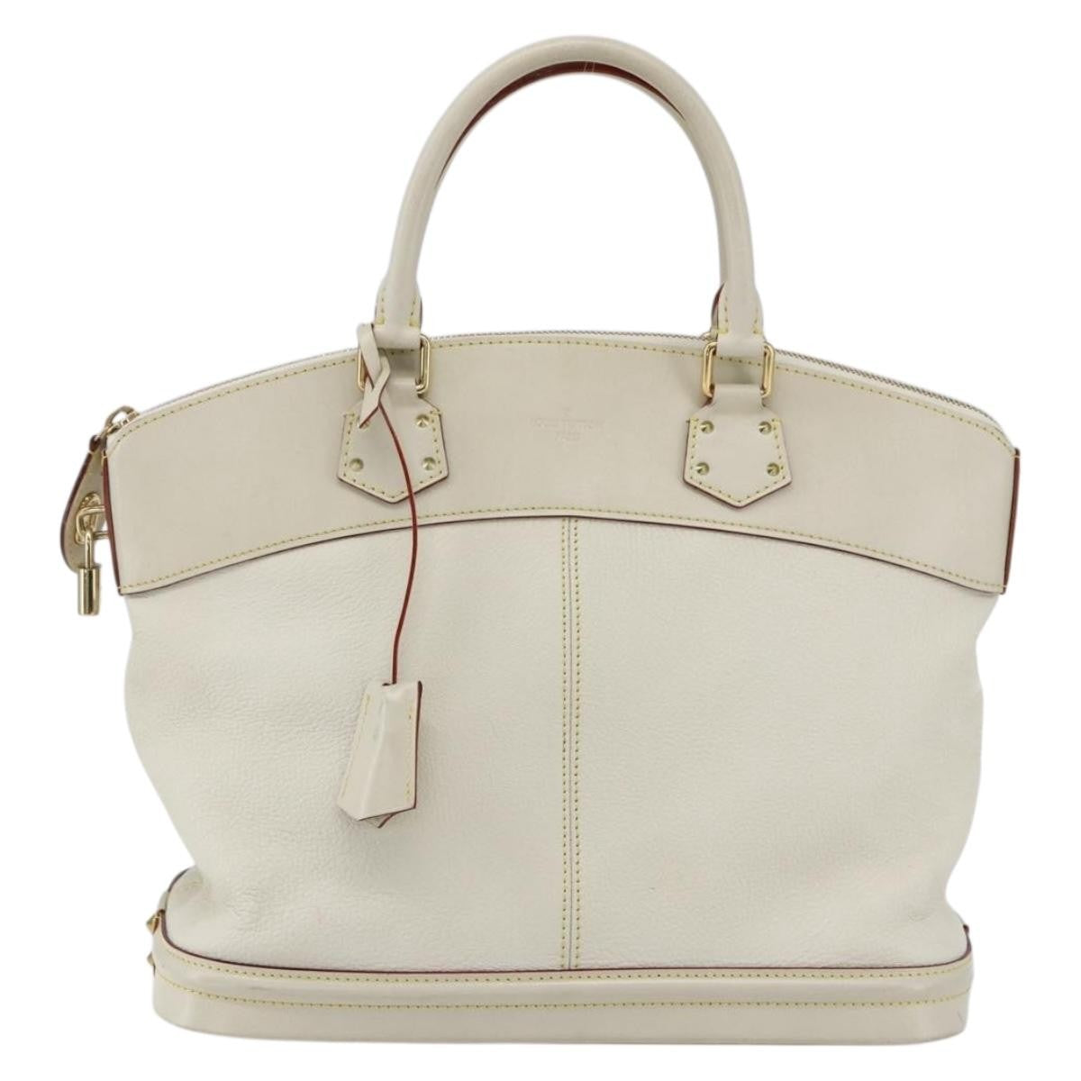 Louis Vuitton Suhali Lockit Handbag Leather White Leather Handbag (Authentic  )