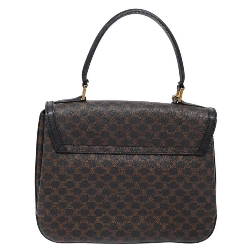 Celine Vintage Convertible Top Handle Bag Macadam Coated Canvas Black Canvas Handbag (Authentic  )