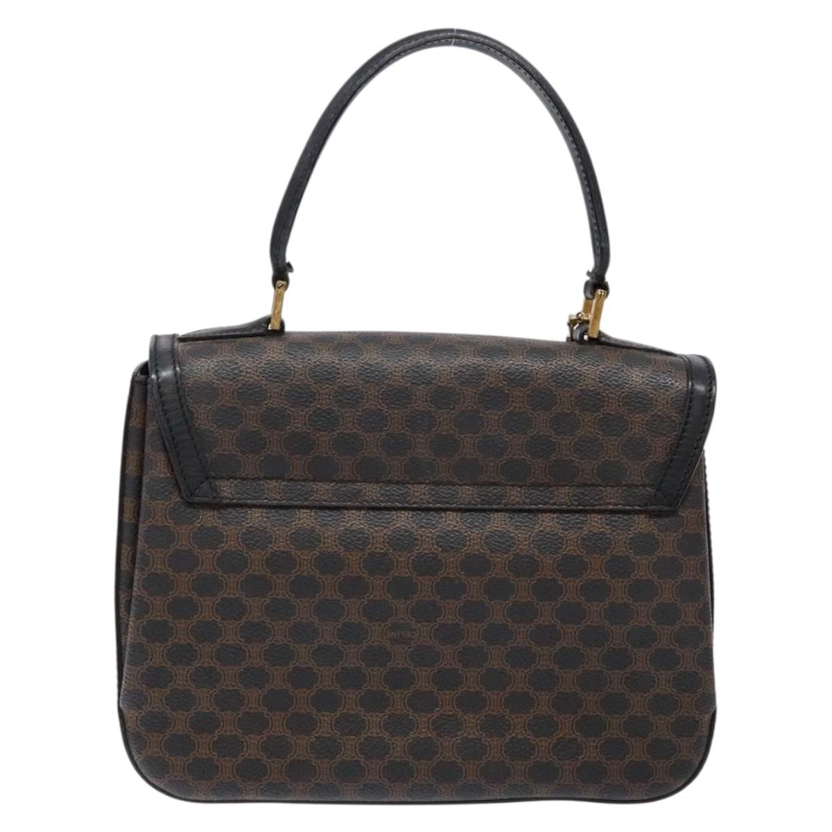 Celine Vintage Convertible Top Handle Bag Macadam Coated Canvas Black Canvas Handbag (Authentic  )