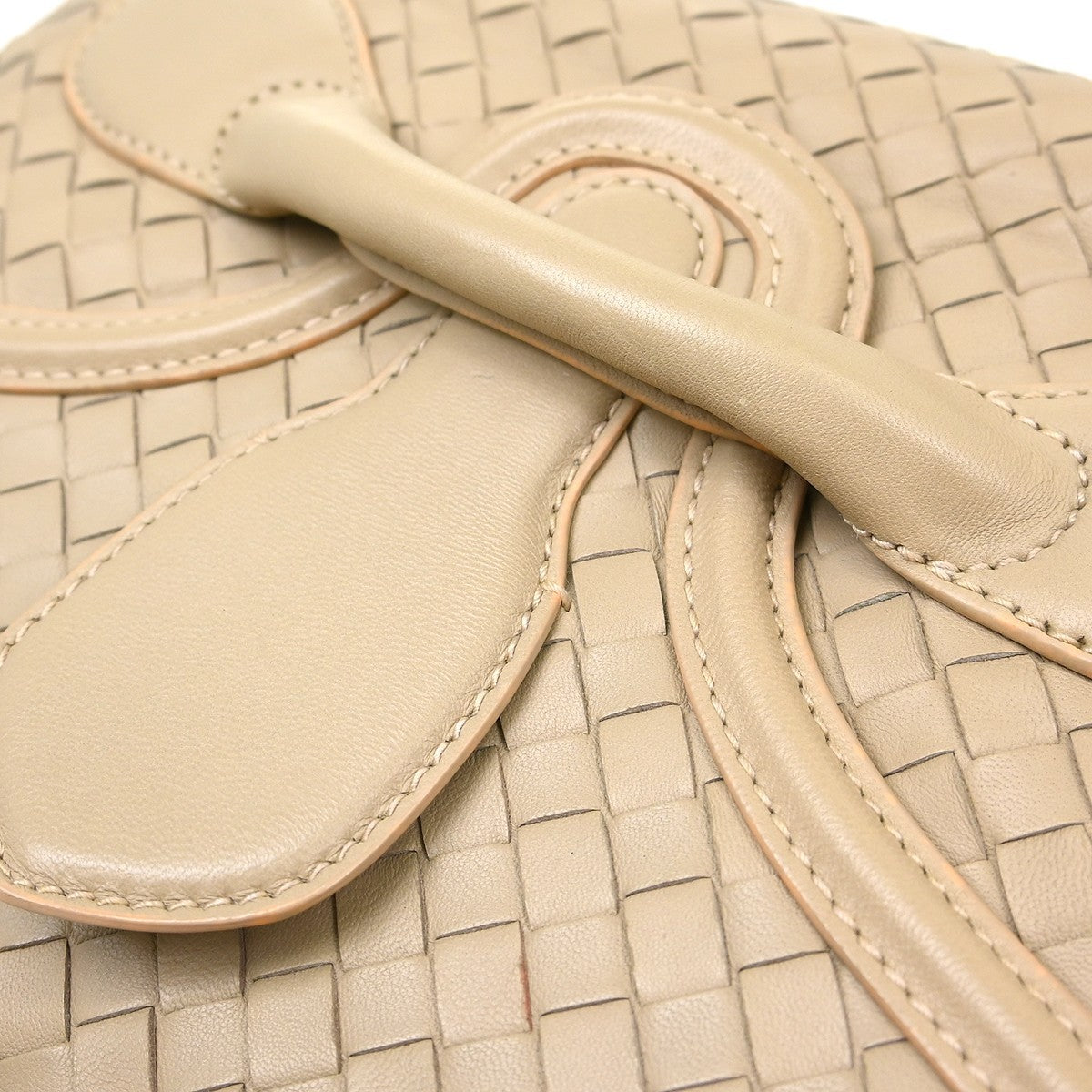 Bottega Veneta Intrecciato Shoulder Bag Leather Beige Leather Handbag ( )