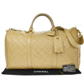 Chanel Vintage Bowler Bag Lambskin Beige Patent_Leather Handbag ( )