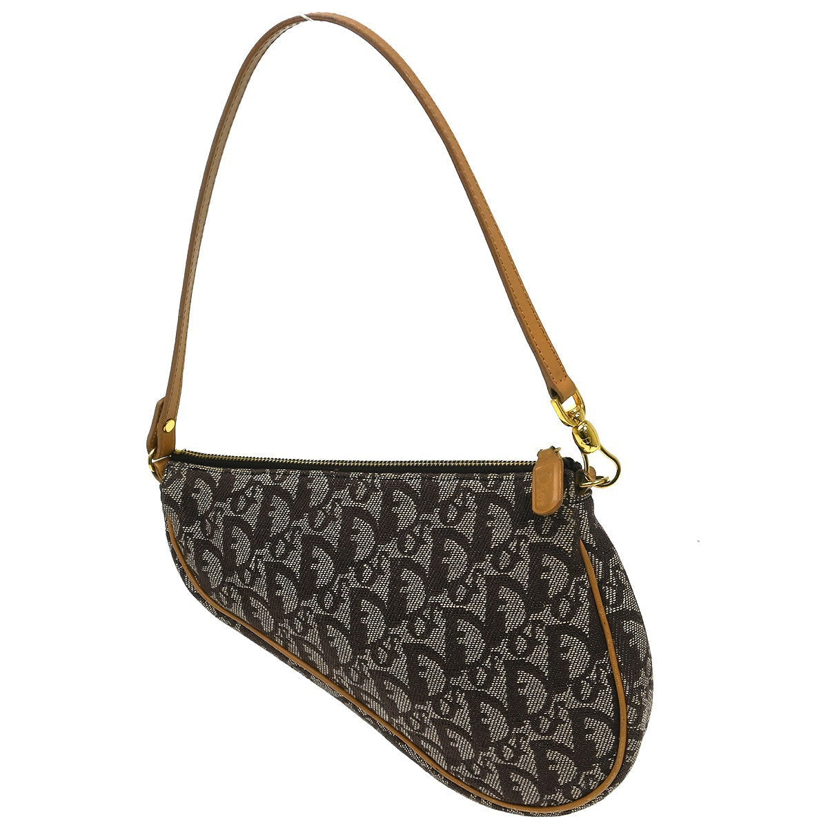 Christian Dior Saddle Bag Oblique Canvas Brown Canvas Handbag ( )