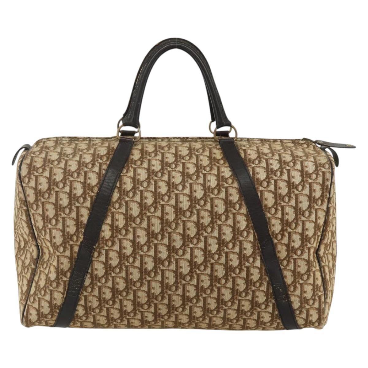 Christian Dior Vintage Trotter Boston Bag Diorissimo Canvas Beige Canvas Handbag ( )