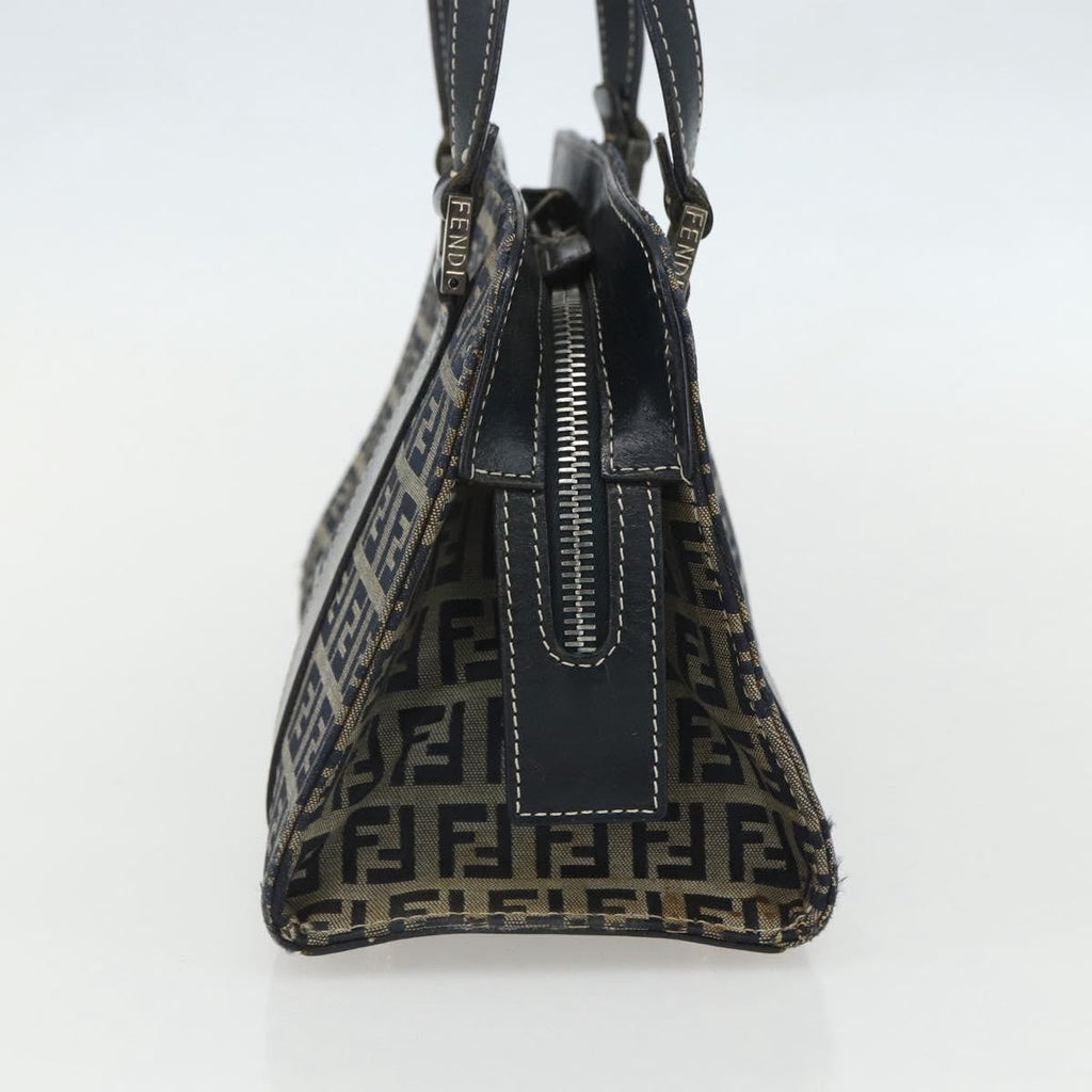 Fendi Vintage Satchel Zucchino Canvas Navy Canvas Handbag (Authentic  )