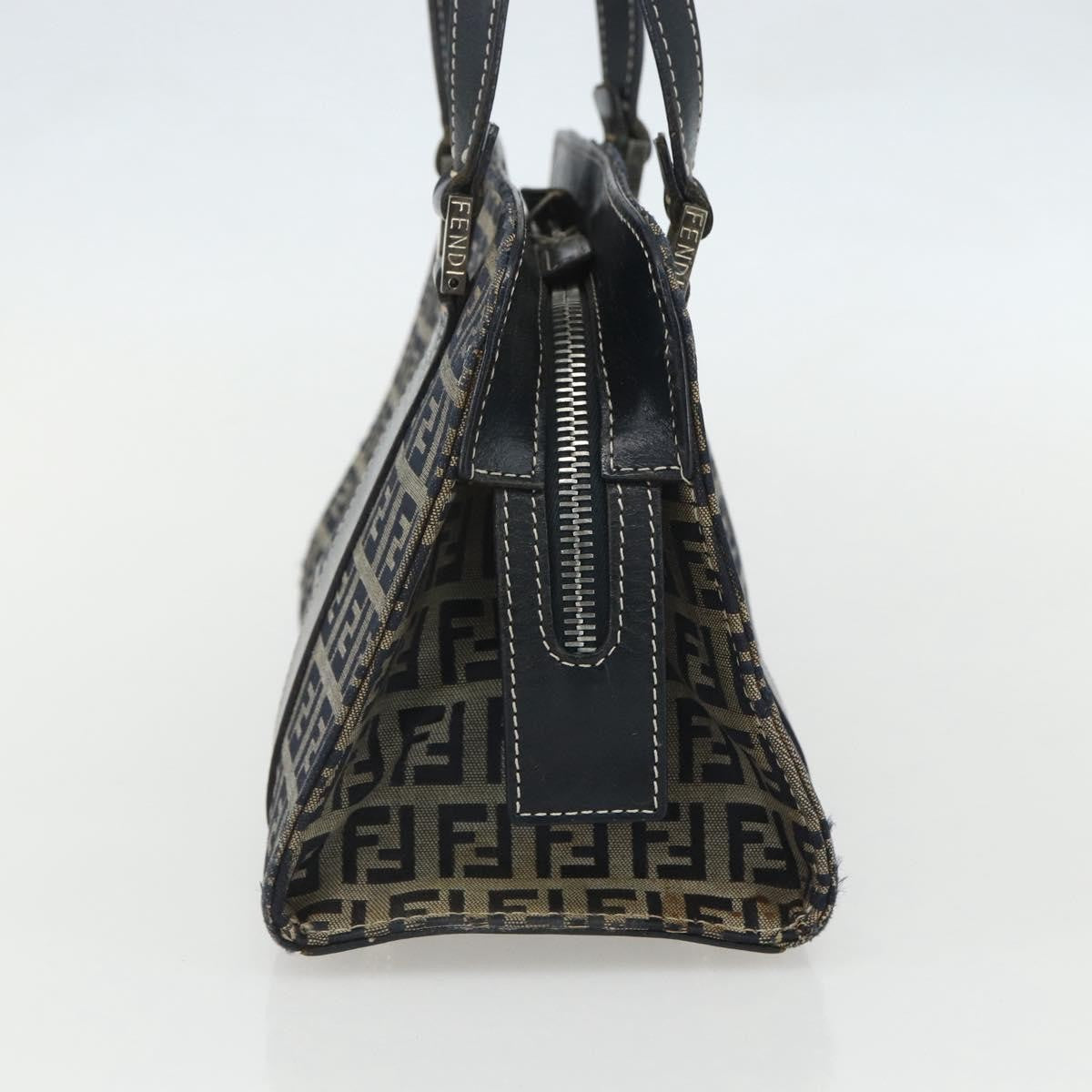 Fendi Vintage Satchel Zucchino Canvas Navy Canvas Handbag (Authentic  )
