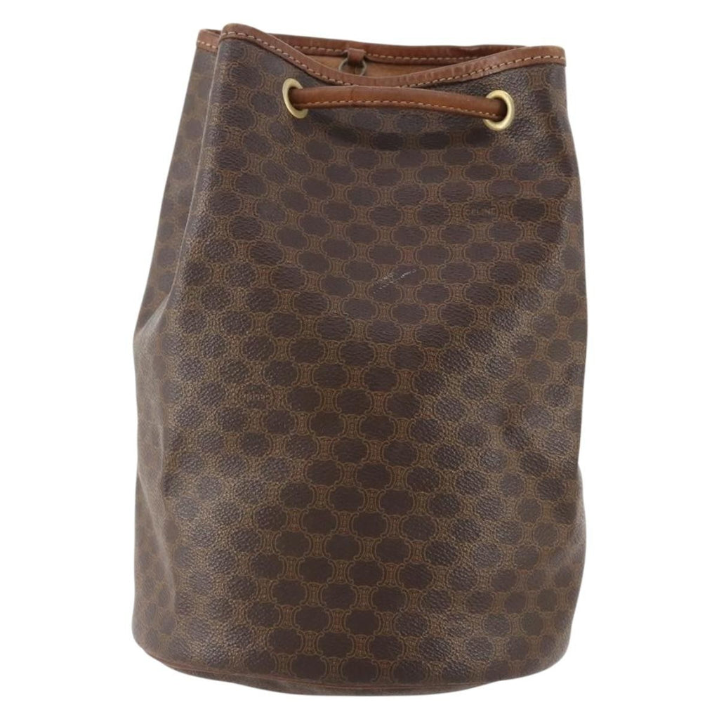 Celine Vintage Macadam Backpack Canvas And Leather Brown Canvas Backpack Bag ( )