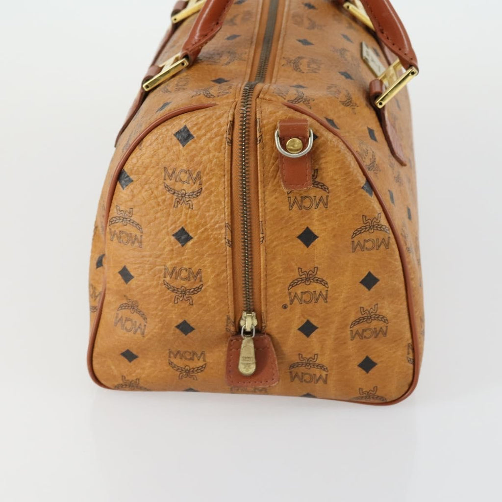 MCM Visetos Logogramme Handbag Canvas And Leather Brown Canvas Handbag (Authentic  )