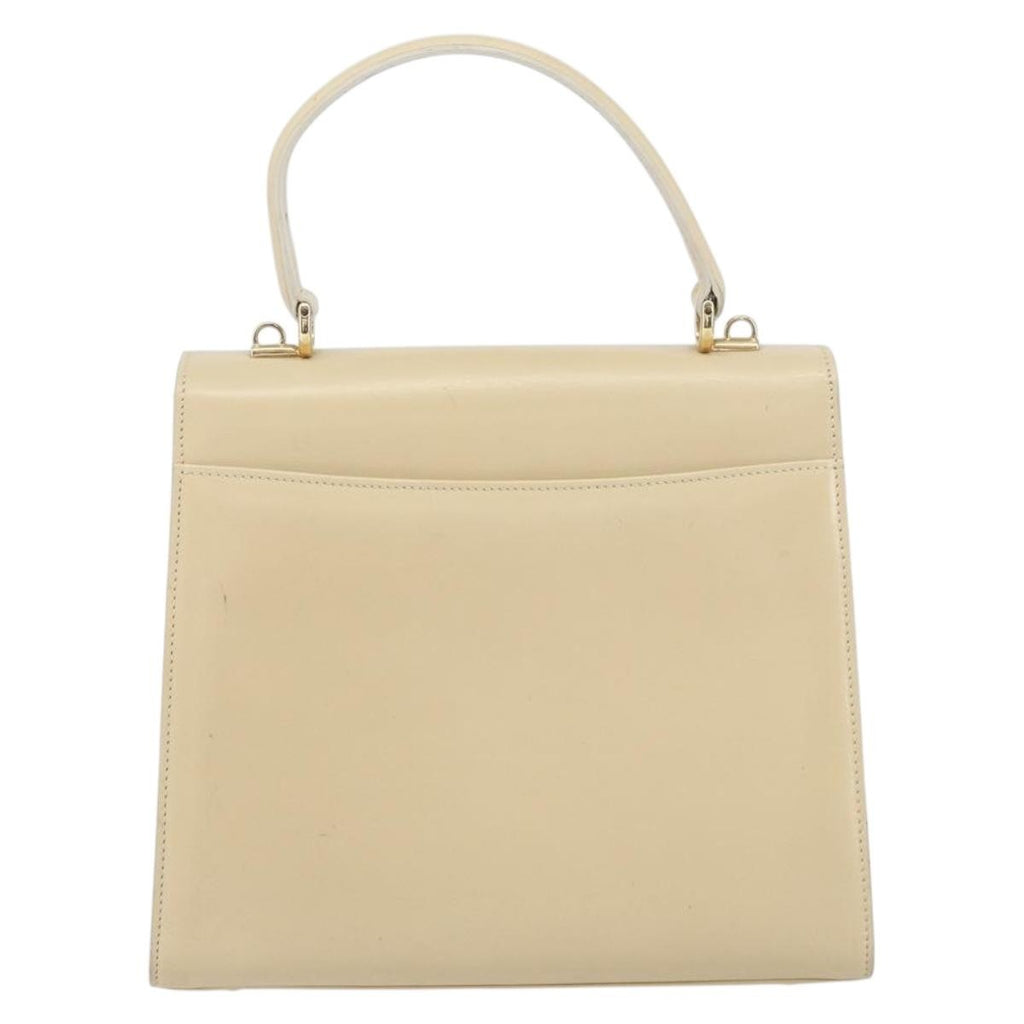 Gucci Vintage Lady Lock Top Handle Bag Leather Beige Leather Handbag (Authentic  )