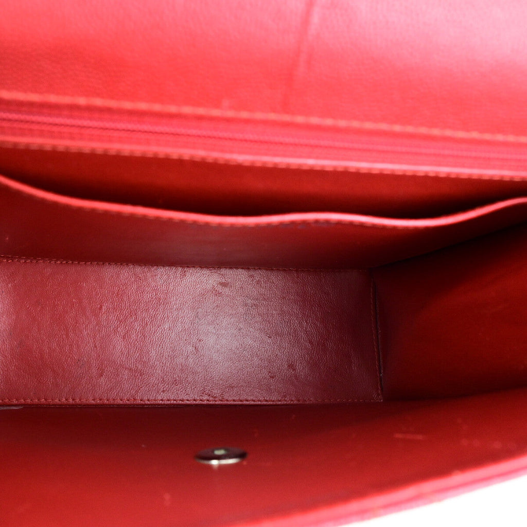 Chanel Vintage Cc Flap Top Handle Calfskin Leather Red Calfskin Bag ( )
