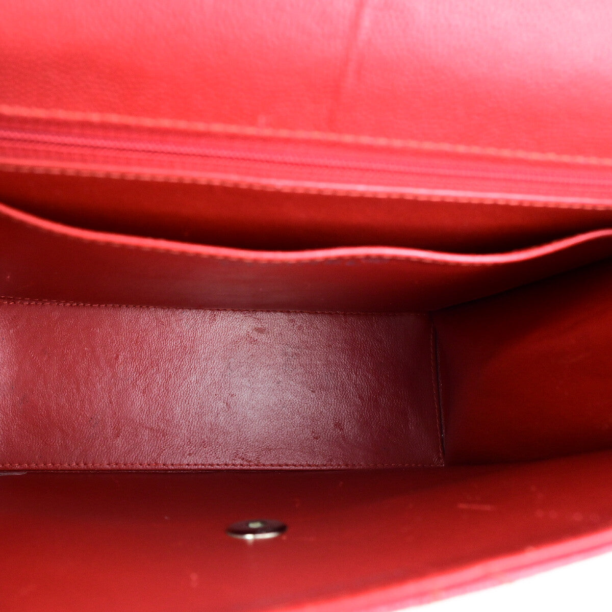 Chanel Vintage Cc Flap Top Handle Calfskin Leather Red Calfskin Bag ( )