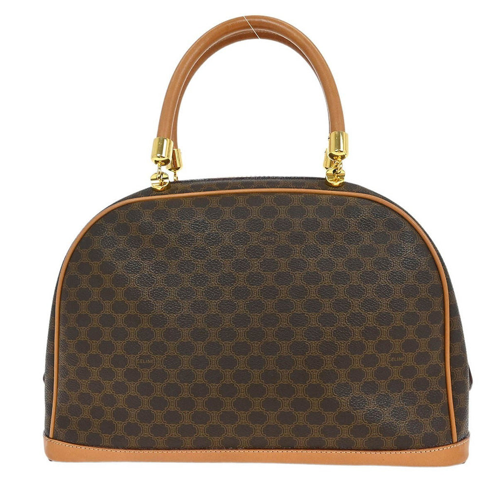 Celine C Macadam Handbag Canvas Brown Canvas Handbag (Authentic  )