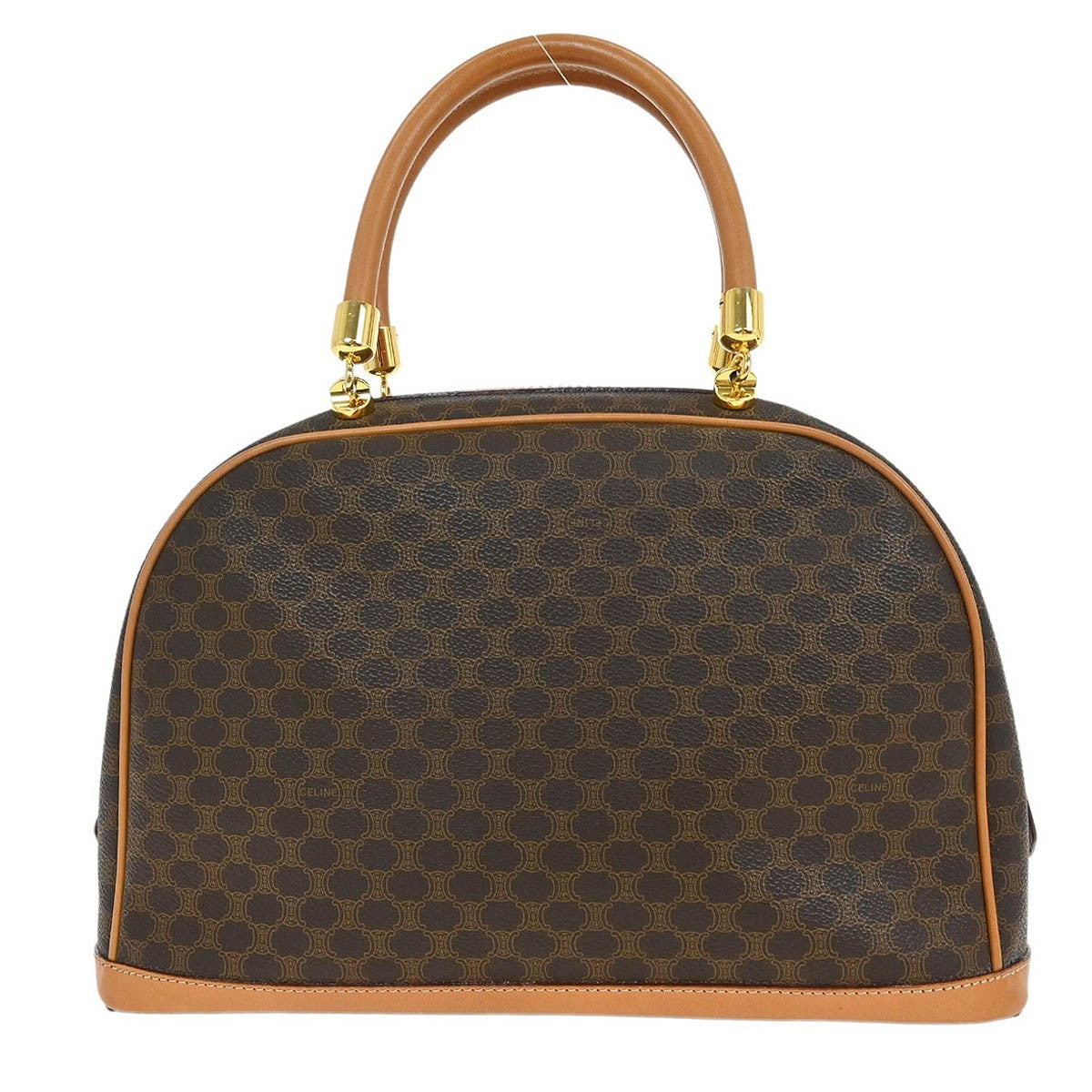 Celine C Macadam Handbag Canvas Brown Canvas Handbag (Authentic  )