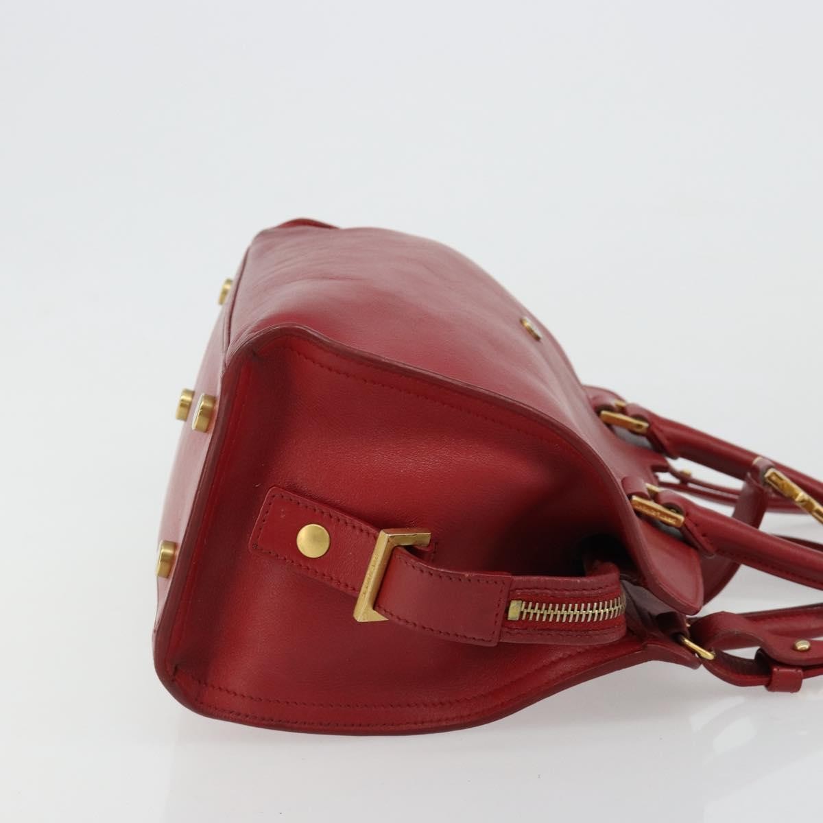Saint Laurent Monogram Cabas Leather Red Leather Handbag ( )