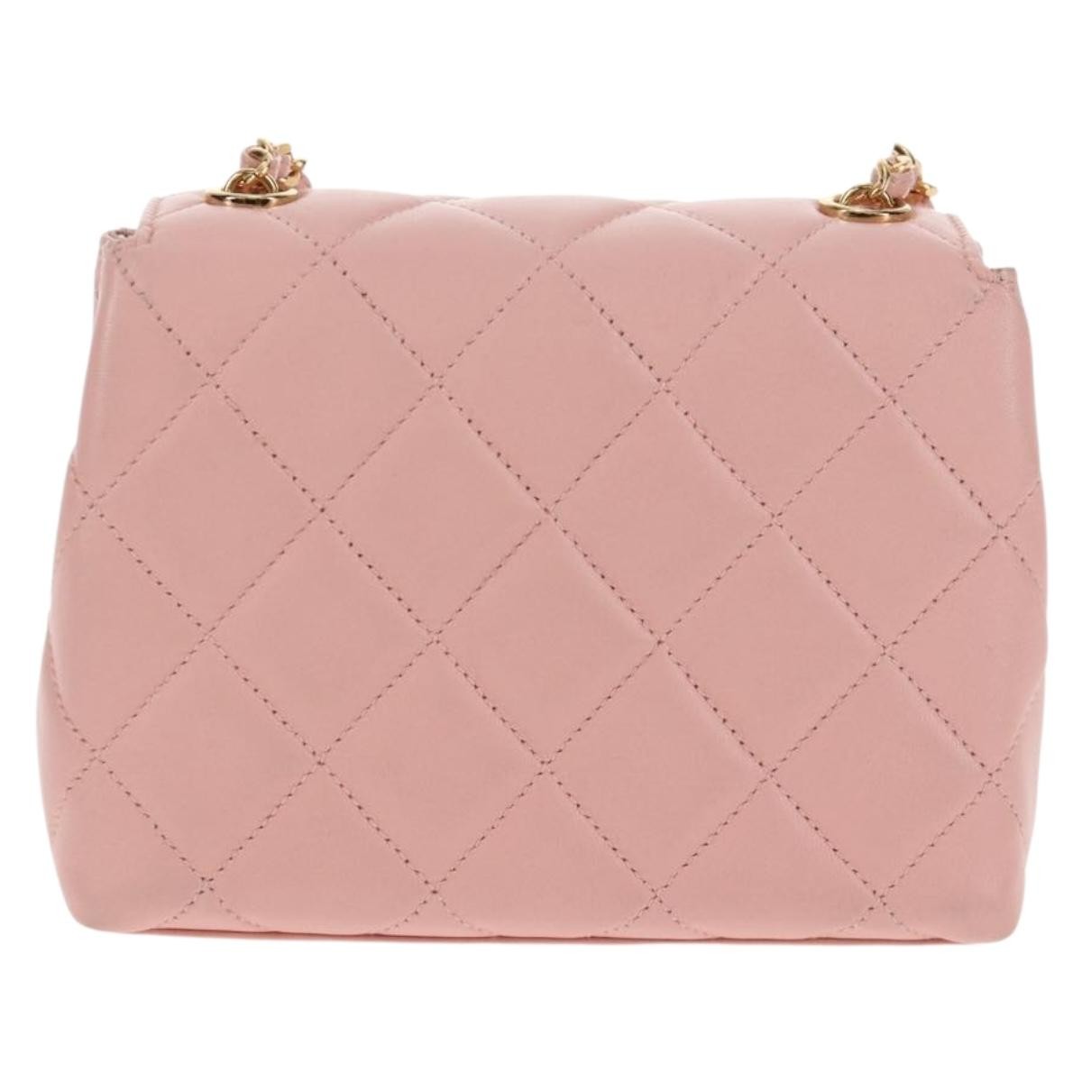 Chanel Vintage Camellia Flap Bag Quilted Lambskin Pink Leather Bag (Authentic  )