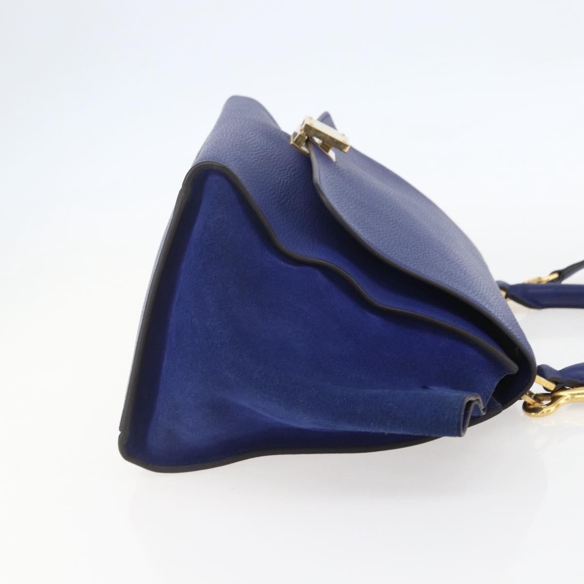 Celine Trapeze Bag Leather Blue Leather Handbag ( )