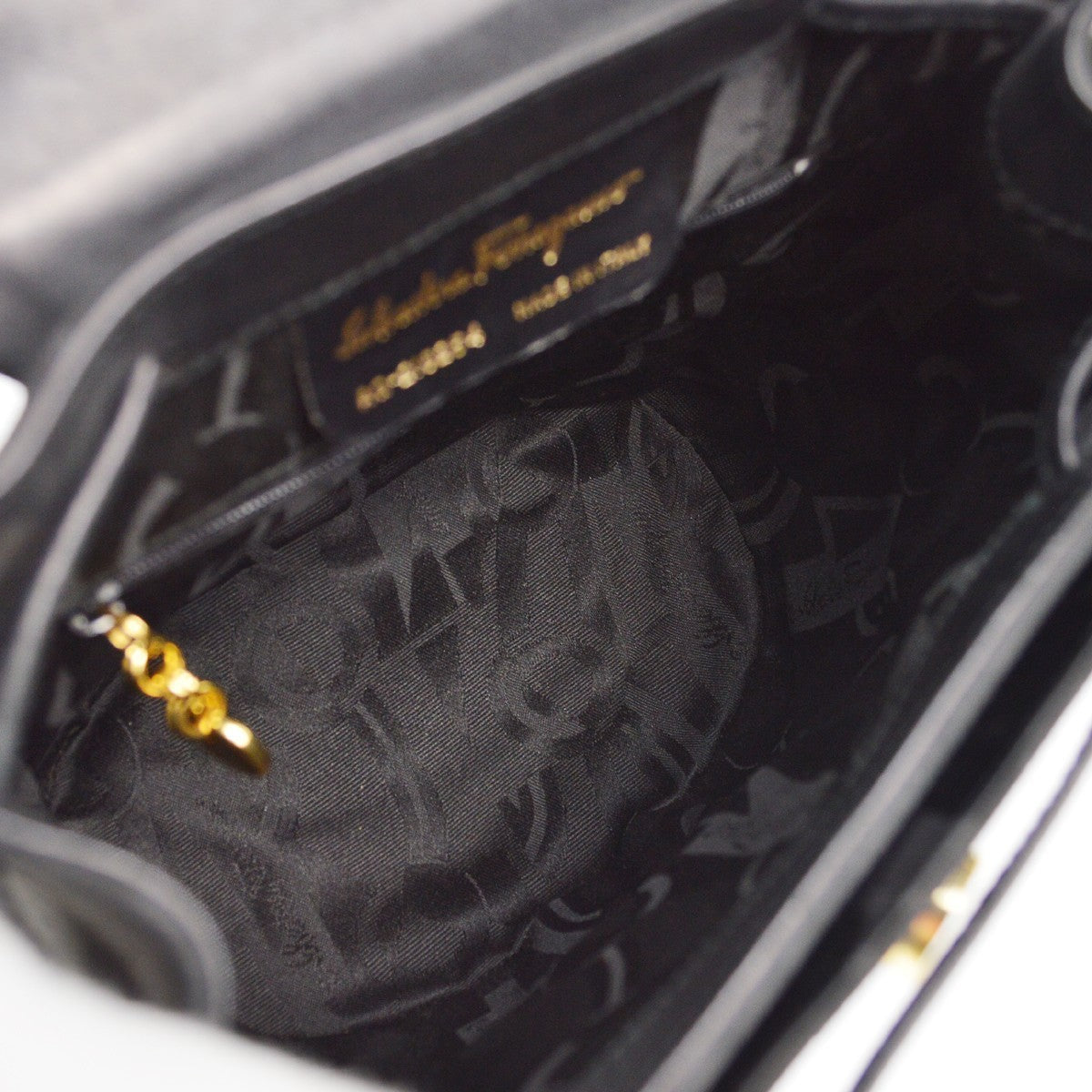 Salvatore Ferragamo Vara Flap Drawstring Backpack Leather And Suede Black Suede Backpack Bag (Authentic  )