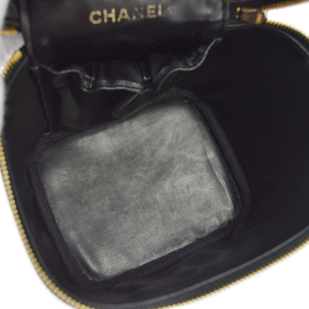 Chanel Vintage Timeless Cosmetic Case Caviar Black Leather Handbag ( )