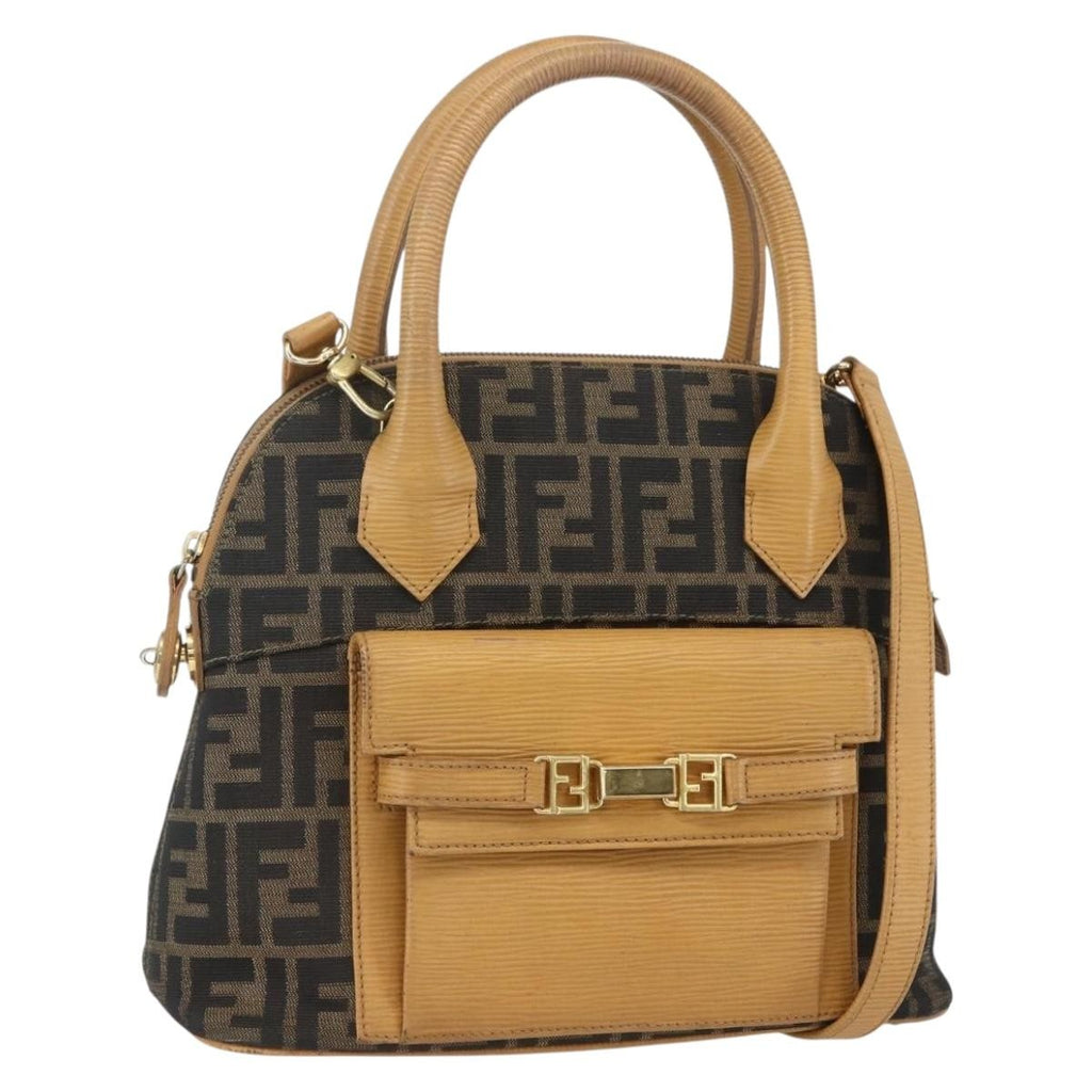 Fendi Vintage Zucca Handbag Zucca Brown Canvas Handbag (Authentic  )
