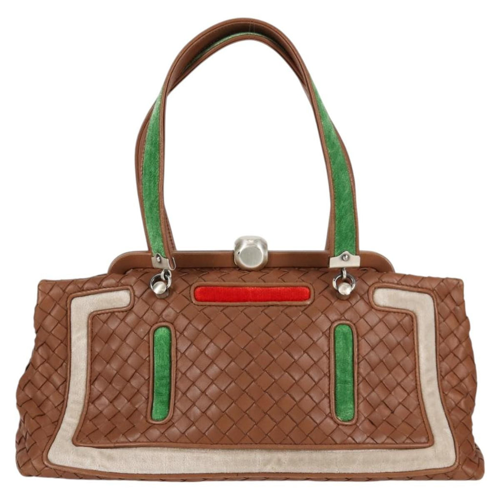 Bottega Veneta Intrecciato Leather Brown Leather Handbag (Authentic  )