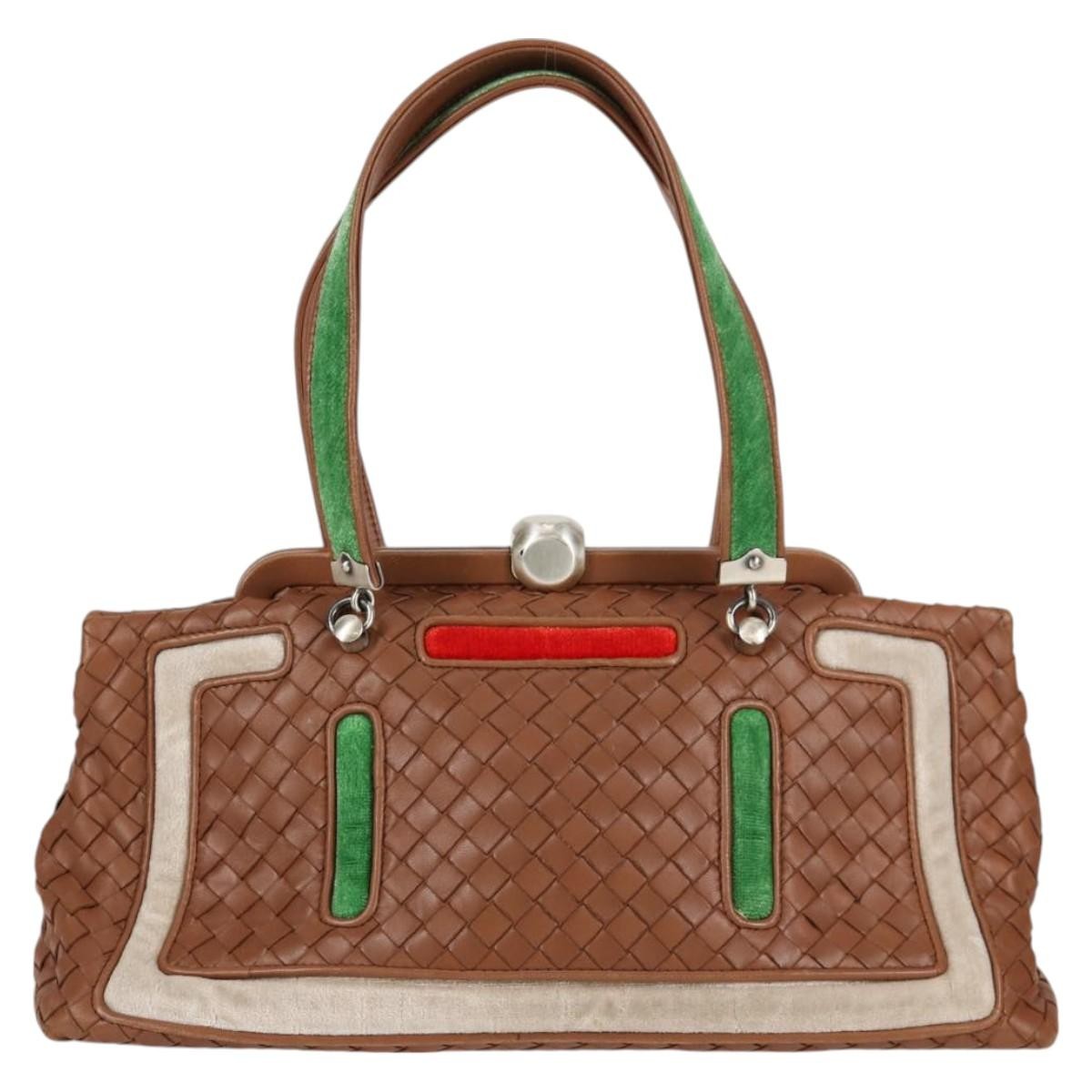 Bottega Veneta Intrecciato Leather Brown Leather Handbag (Authentic  )