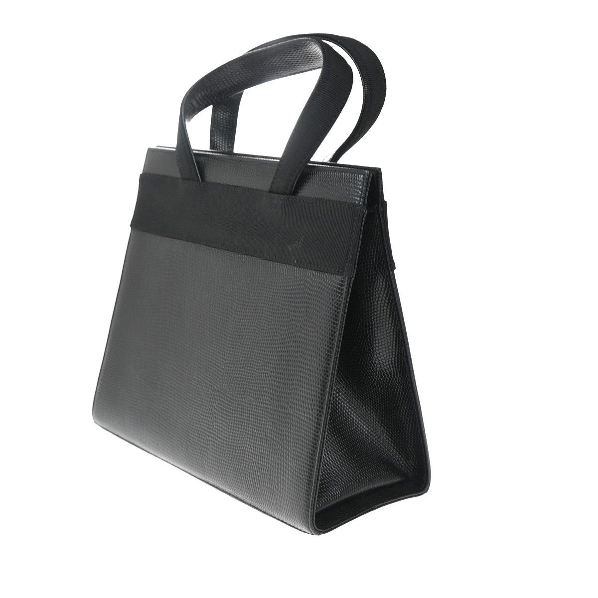 Salvatore Ferragamo Convertible Vara Bow Tote Lizard Embossed Leather Black Leather Handbag (Authentic  )