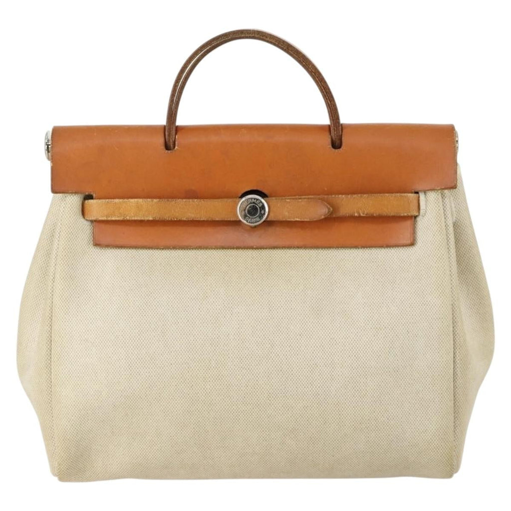 Hermes Herbag A Dos Backpack Toile Beige Canvas Backpack Bag (Authentic  )