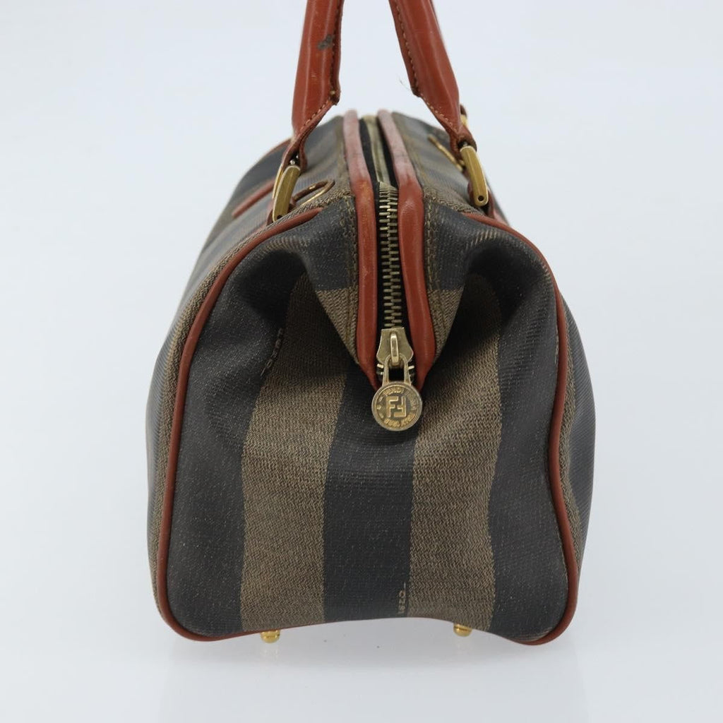 Fendi Vintage Pequin Convertible Boston Bag Coated Canvas Brown Canvas Handbag (Authentic  )