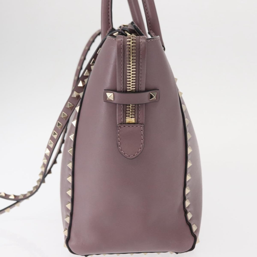 Valentino Garavani Rockstud Tote Rigid Leather Purple Leather Handbag (Authentic  )