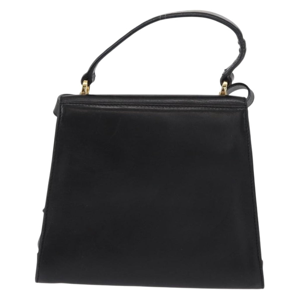 Salvatore Ferragamo Vintage Vara Bow Top Handle Bag Leather Black Leather Handbag (Authentic  )